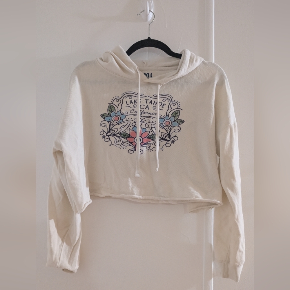 Mi Cream Hoodie with Colorful Graphic Lake Tahoe